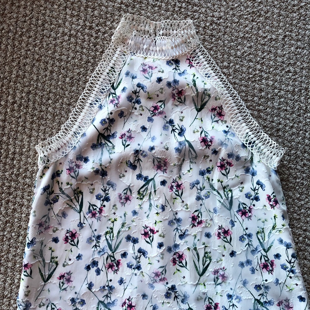 T Tahari High Neck Floral Tank XS